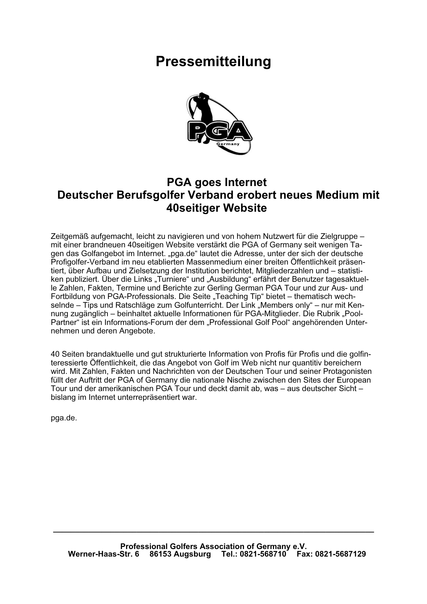 Fortbildungsprogramm und Internetauftritt